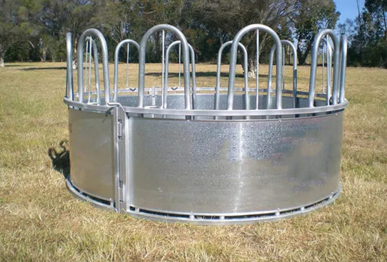 Galvanized Steel 1.8m 1.9m Round Cattle Hay Feeders Metal Horse Feeder antirust