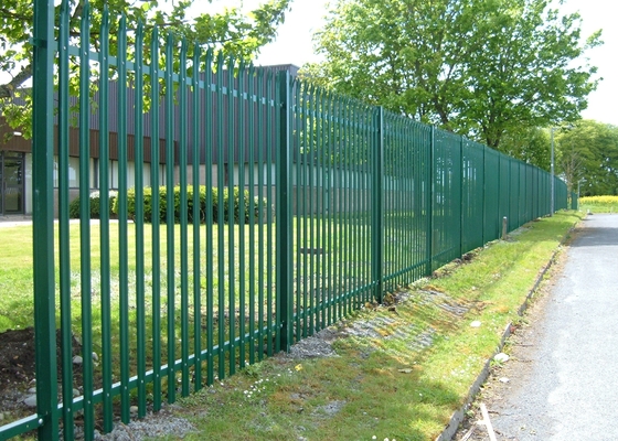 D Pale Or W Pale Green Powder Coating Steel Palisade Fencing 1.8m High